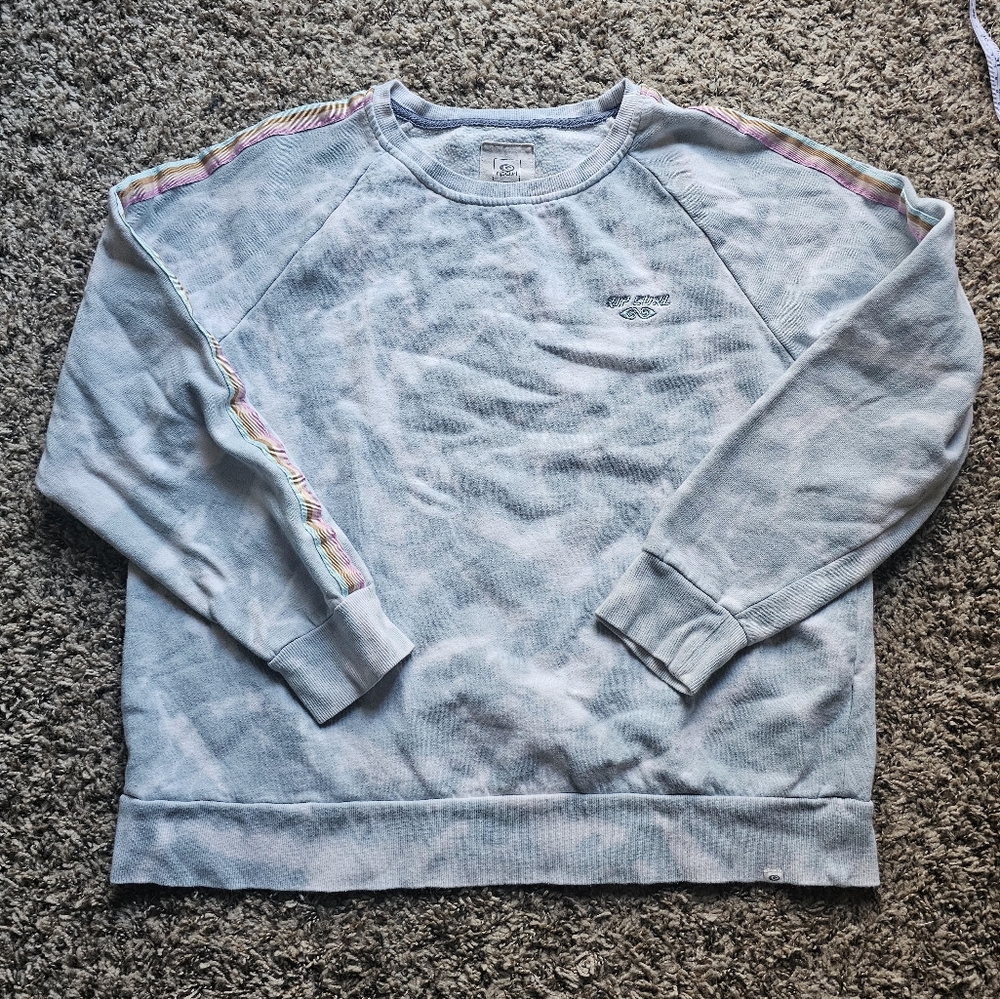 RIP CURL sky tie dye Pastel Stripe sleeves surf cotton blend Sweatshirt size M‎
